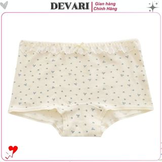 Quần lót nữ cotton cao cấp dáng đùi cạp vừa, Quần boxer nữ họa tiết hoa nhí xinh xắn DEVARI L5522