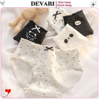 Quần lót nữ cotton cao cấp cạp vừa tôn dáng co giãn tốt họa tiết viền ren xinh xắn cute DEVARI L1172