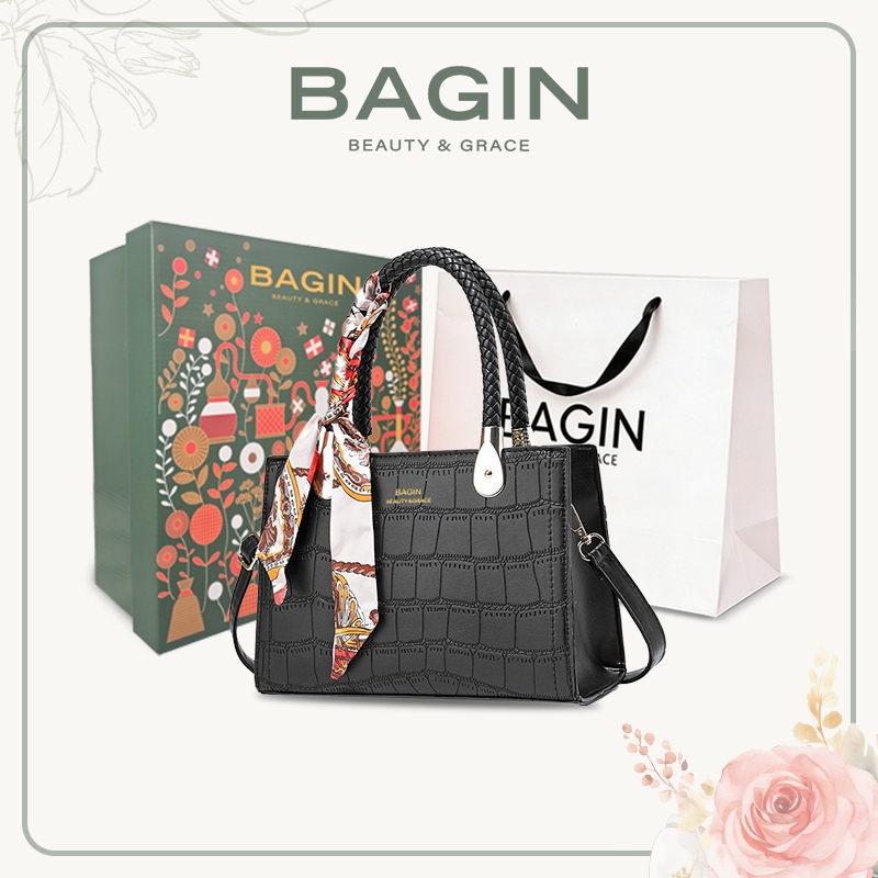 BAGIN Túi Chéo Nữ Kiểu Dáng Cao Cấp Vân Phố Đặc Biệt Có Logo Tặng Khăn ...