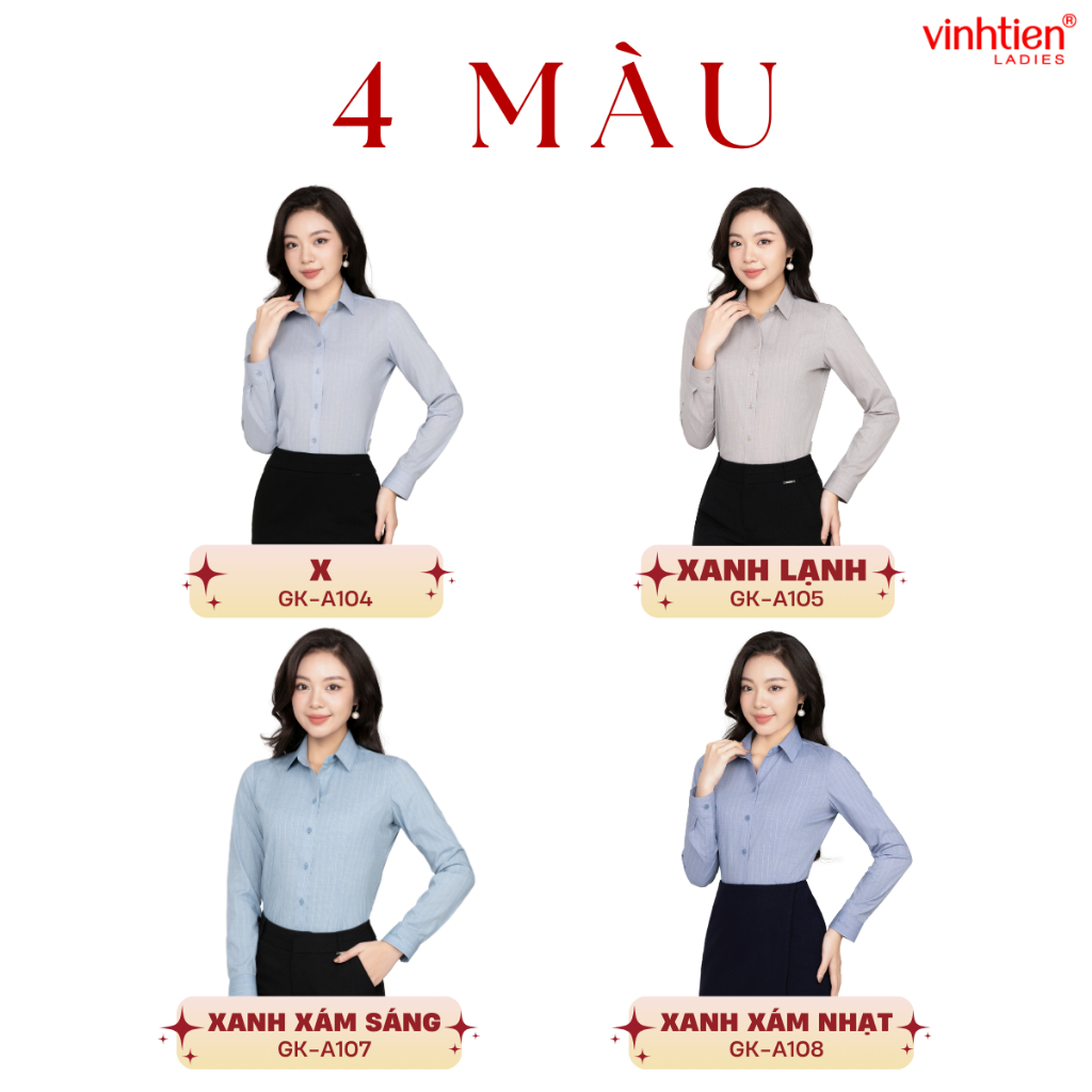 Áo Sơ Mi Nữ Dài Tay Vĩnh Tiến Ladies, Chất Liệu Modal, Họa Tiết Kẻ Sọc - GTB 585