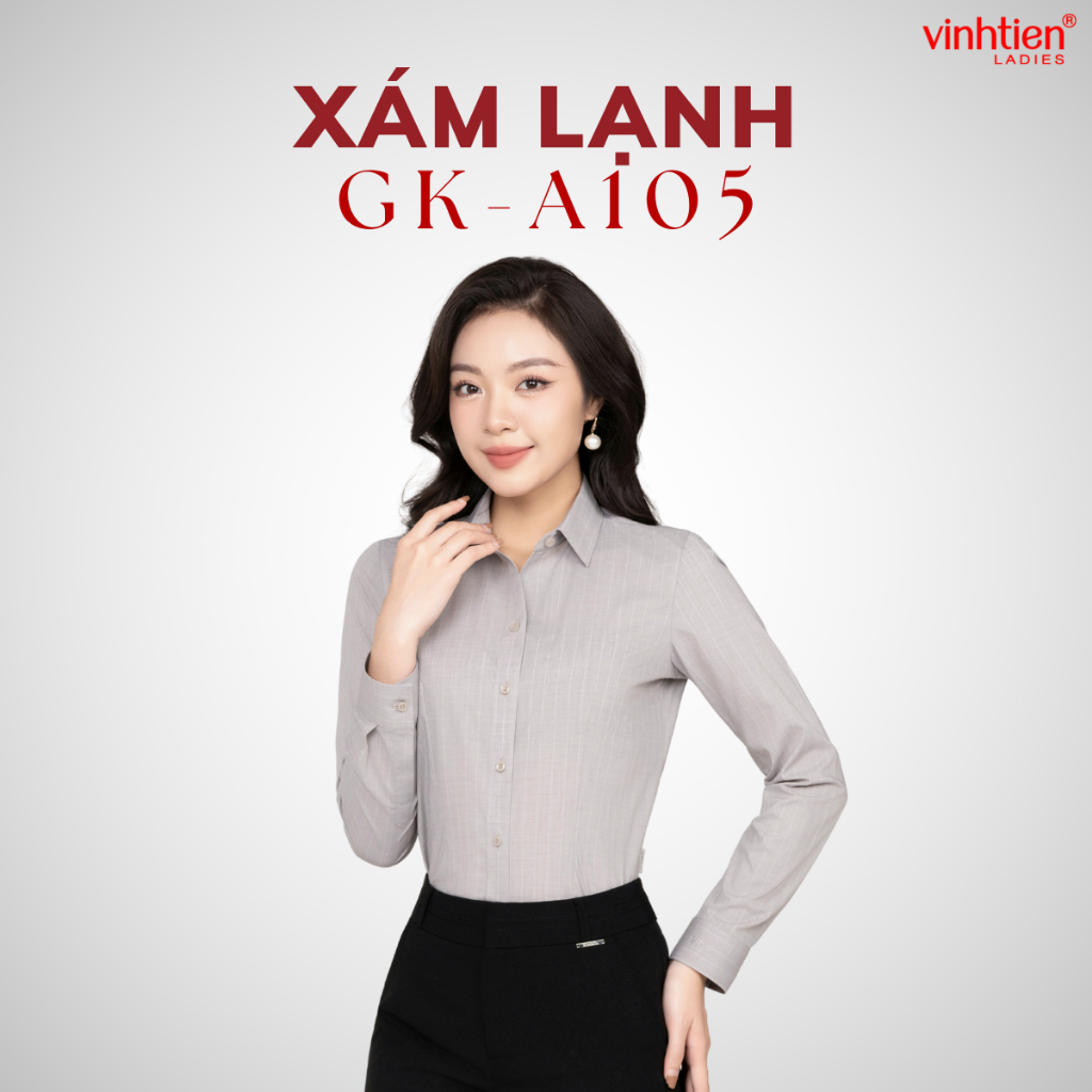 Áo Sơ Mi Nữ Dài Tay Vĩnh Tiến Ladies, Chất Liệu Modal, Họa Tiết Kẻ Sọc - GTB 585
