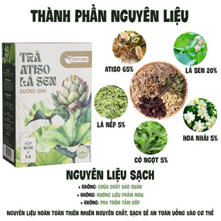 Trà Atiso túi lọc DETONIC mát gan, thanh nhiệt, giải độc gan, làm mới làm khoẻ lá gan, nguyên liêu thiên nhiên thảo mộc