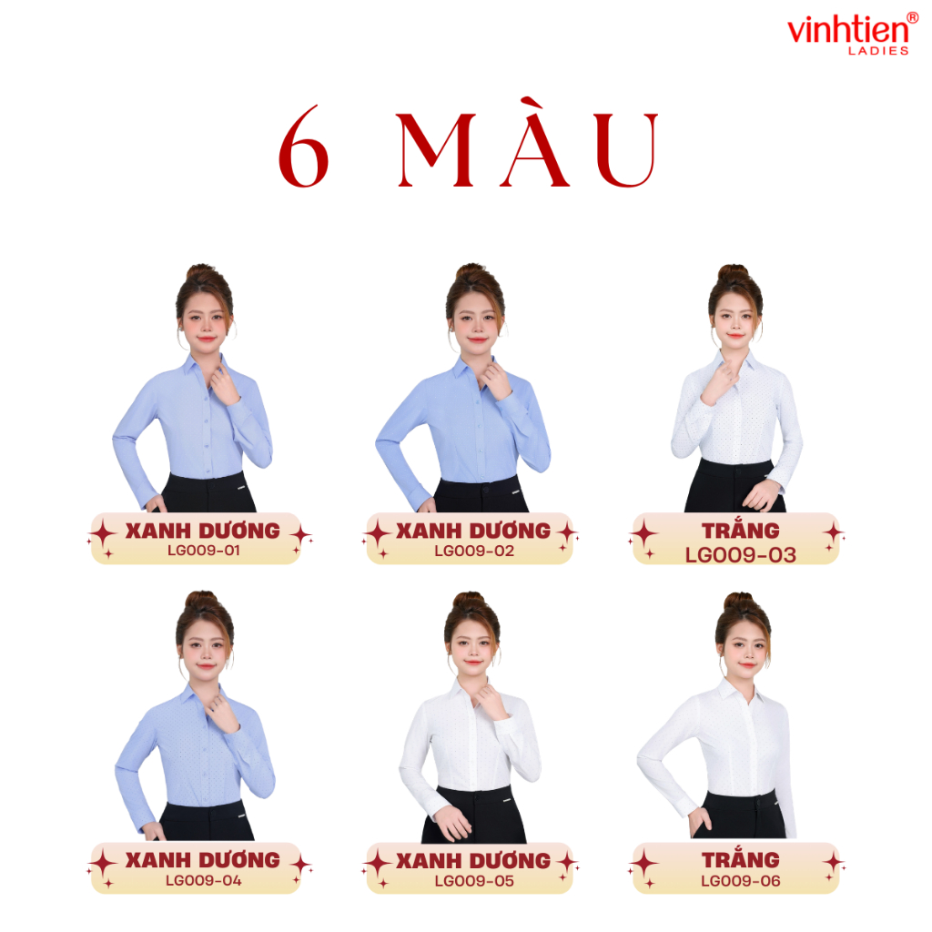 Áo Sơ Mi Dài Tay Vĩnh Tiến Ladies, Chất Liệu Bamboo, Hoạ Tiết Hoa Nhí – GTB 585.