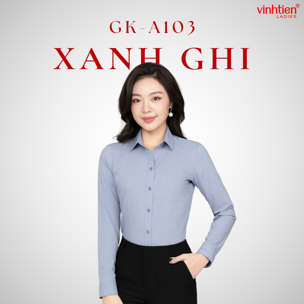 Áo Sơ Mi Dài Tay Vĩnh Tiến Ladies, Chất Liệu Bamboo, Họa Tiết Kẻ Caro - GTB 585