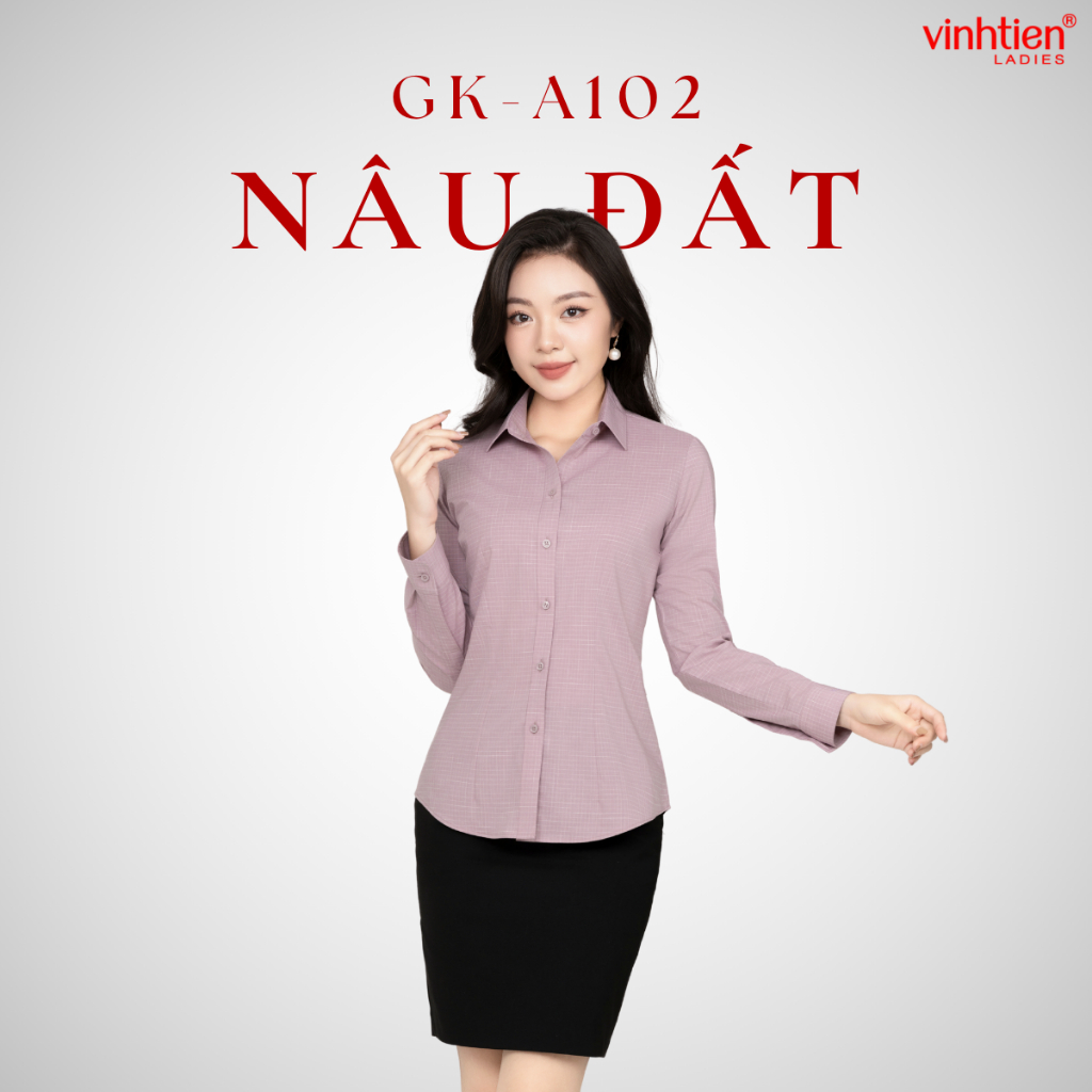 Áo Sơ Mi Dài Tay Vĩnh Tiến Ladies, Chất Liệu Bamboo, Họa Tiết Kẻ Caro - GTB 585