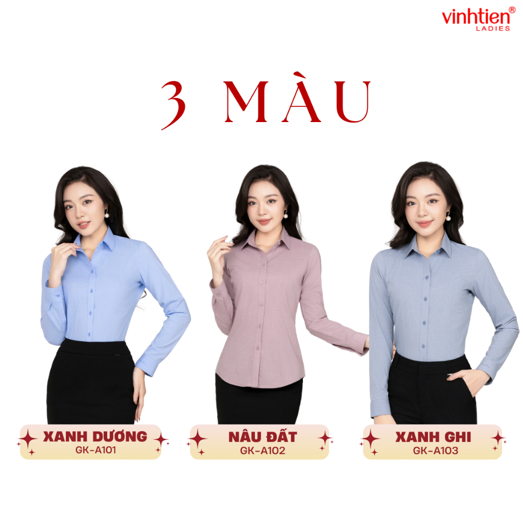 Áo Sơ Mi Dài Tay Vĩnh Tiến Ladies, Chất Liệu Bamboo, Họa Tiết Kẻ Caro - GTB 585