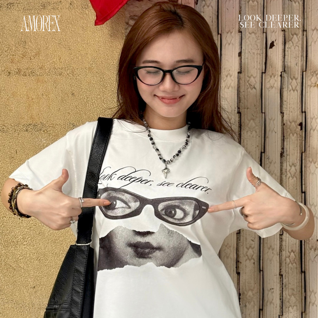 Áo Thun Unisex Amorex Form Boxy, In Họa Tiết Đôi Mắt, Look Deeper, See Clearer, 250gsm | BigBuy360 - bigbuy360.vn