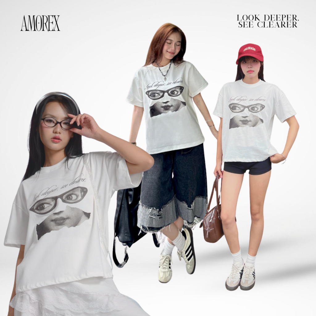 Áo Thun Unisex Amorex Form Boxy, In Họa Tiết Đôi Mắt, Look Deeper, See Clearer, 250gsm | BigBuy360 - bigbuy360.vn