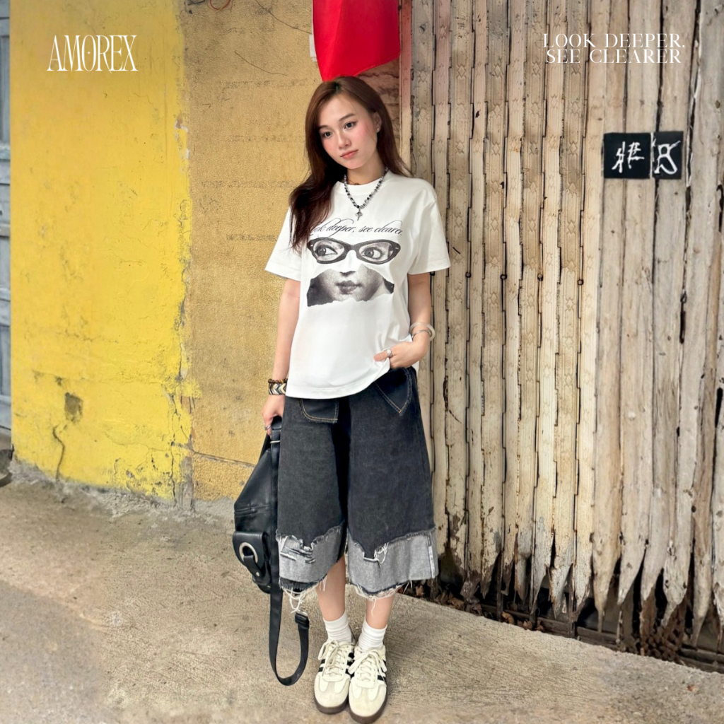Áo Thun Unisex Amorex Form Boxy, In Họa Tiết Đôi Mắt, Look Deeper, See Clearer, 250gsm | BigBuy360 - bigbuy360.vn