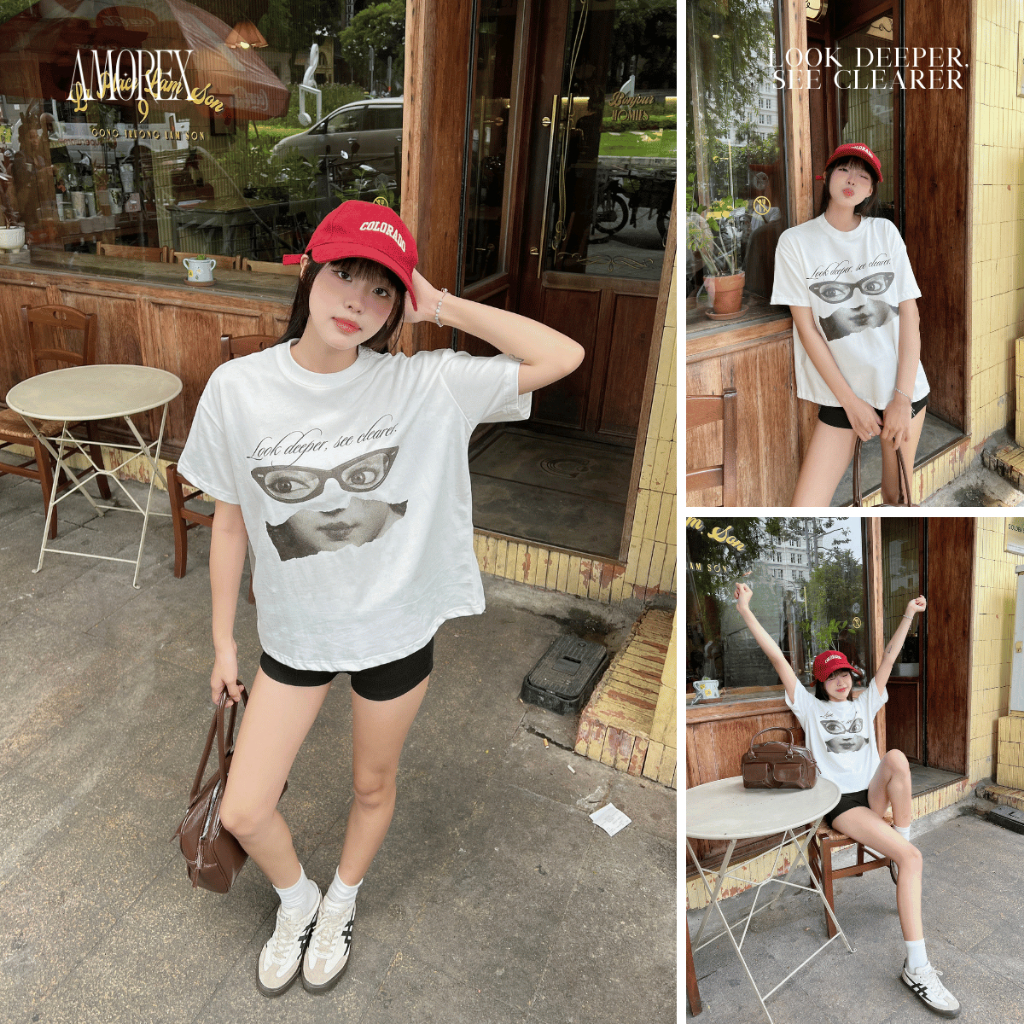 Áo Thun Unisex Amorex Form Boxy, In Họa Tiết Đôi Mắt, Look Deeper, See Clearer, 250gsm | BigBuy360 - bigbuy360.vn