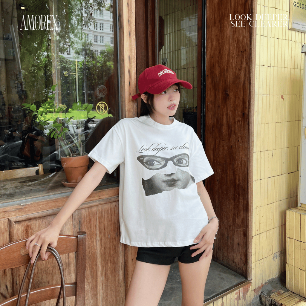Áo Thun Unisex Amorex Form Boxy, In Họa Tiết Đôi Mắt, Look Deeper, See Clearer, 250gsm | BigBuy360 - bigbuy360.vn