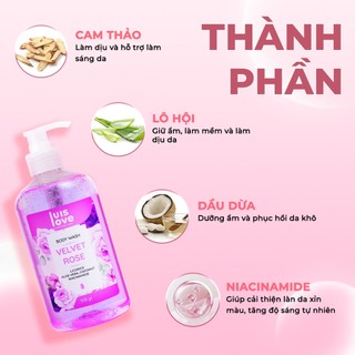 [Tặng 3 chai dưỡng thơm 20mg]Sữa tắm lưu hương LUISLOVE 510g ,chứa Niacinamide & Vitamin E