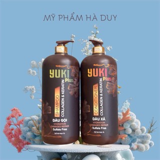 Cặp Gội xả Yuki Plus Collagen Keratin dung tích 4000ml/ cặp, phục hồi tóc khô xở hử tổn