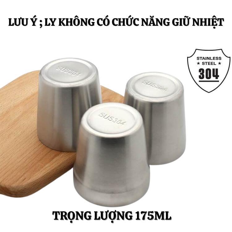 Cốc nước inox 2 lơp 304 cao cấp dung tích 175ml -Ly nước quán ăn nhà hàng