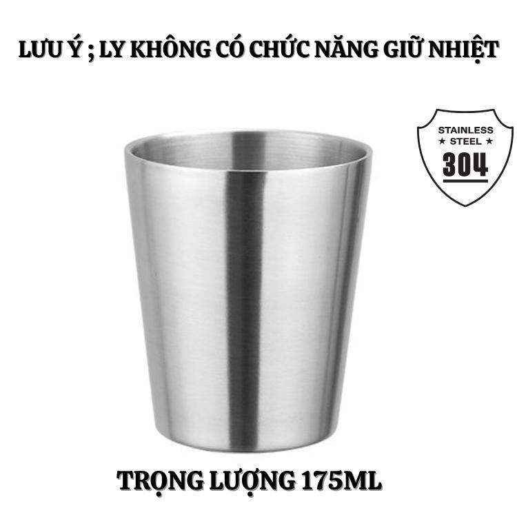 Cốc nước inox 2 lơp 304 cao cấp dung tích 175ml -Ly nước quán ăn nhà hàng