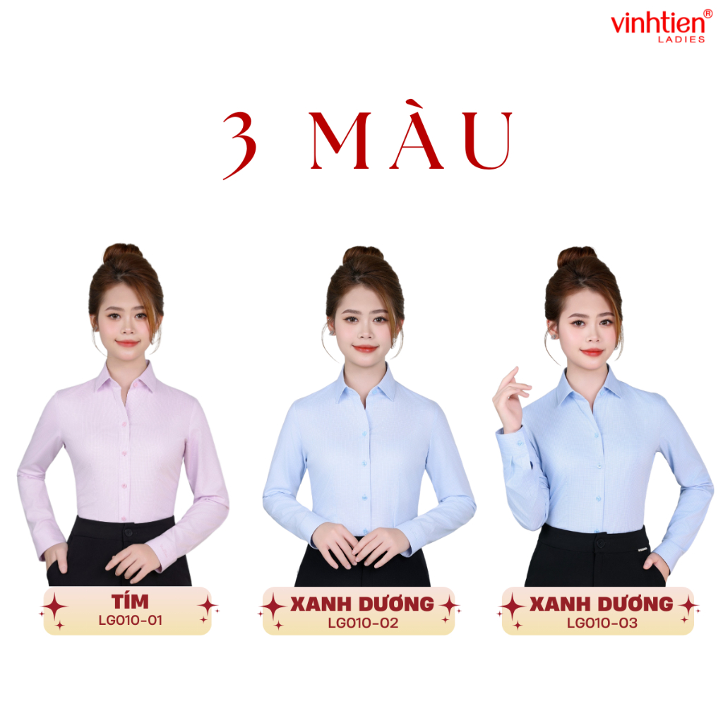 Áo Sơ Mi Nữ Dài Tay Vĩnh Tiến Ladies, Chất Liệu Bamboo, Hoạ Tiết Caro - GTB 399