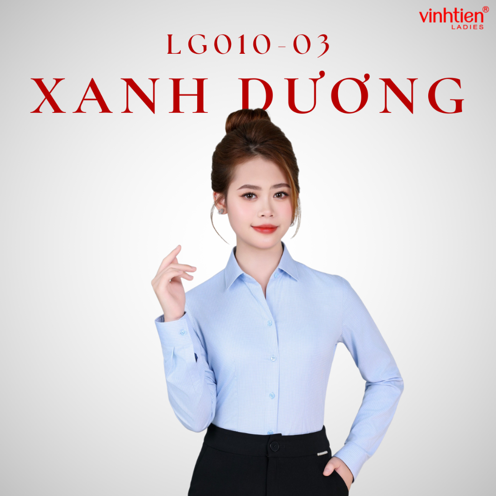 Áo Sơ Mi Nữ Dài Tay Vĩnh Tiến Ladies, Chất Liệu Bamboo, Hoạ Tiết Caro - GTB 399