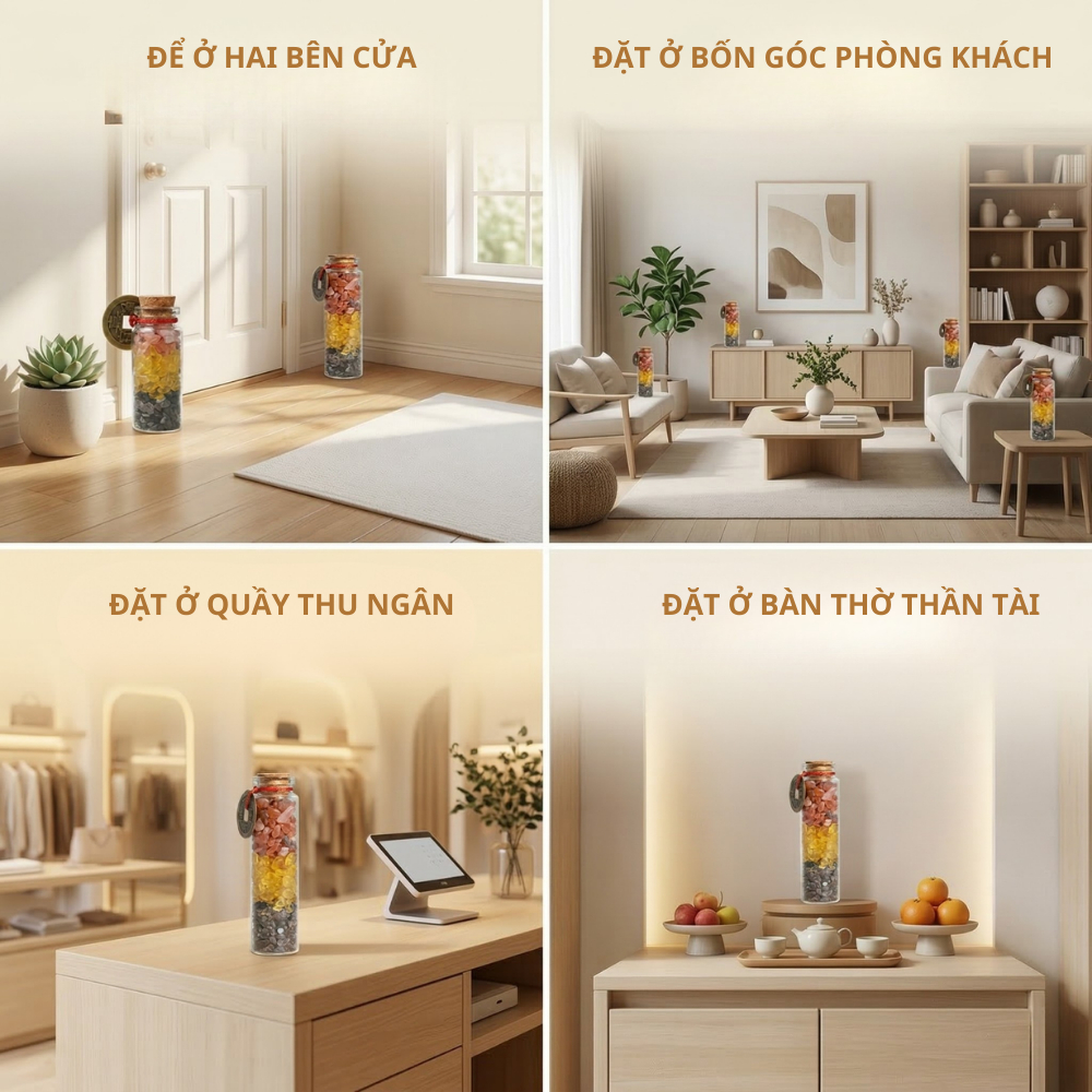 Hũ đá thạch anh, đá thanh tẩy không gian phong thủy ( ĐÃ THỈNH ) mang năng lượng may mắn, quà tặng ý nghĩa.
