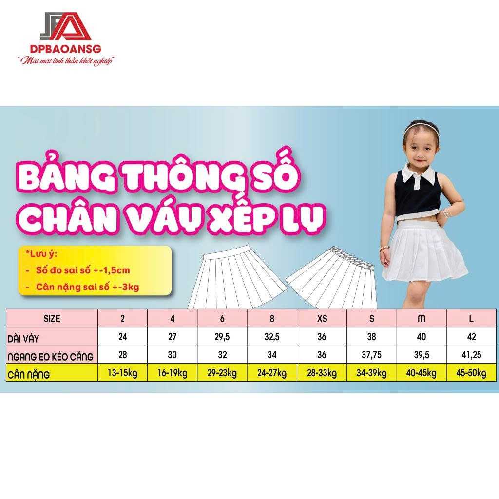 Chân Váy Bé Gái Màu Trắng Xếp Ly Có Quần Chip Trong – Mặc Đi Học, Đi Chơi, Biểu Diễn