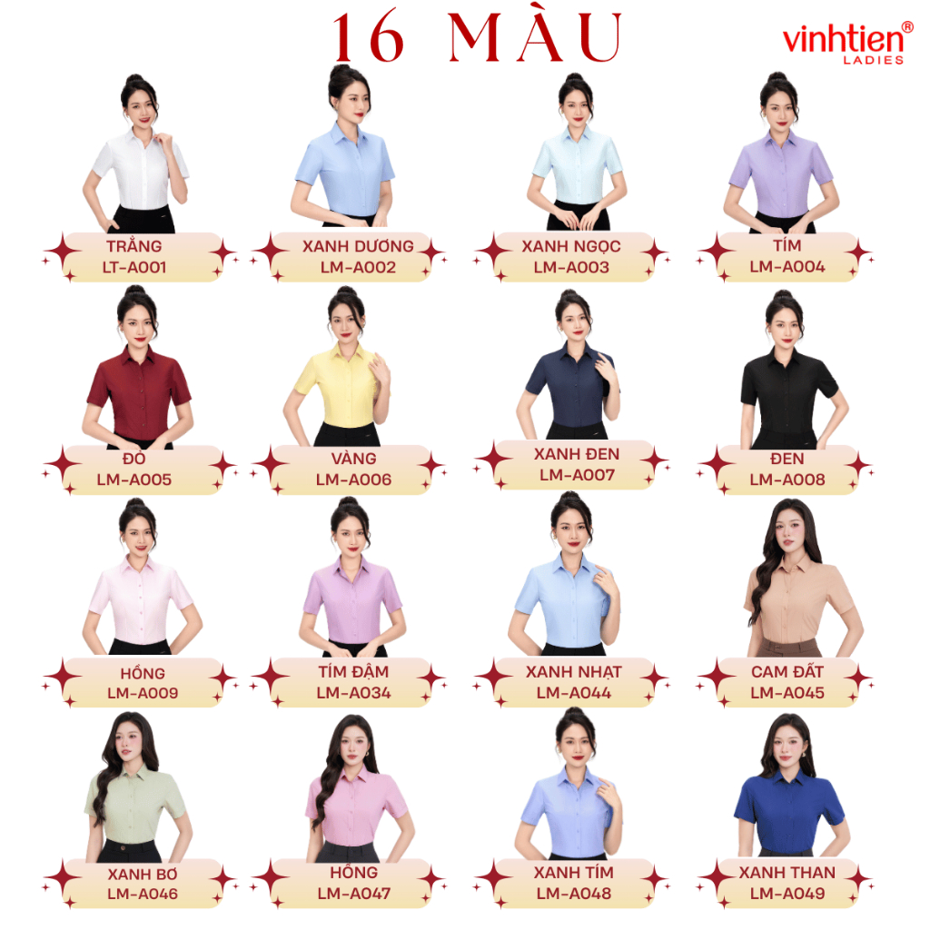 Áo Sơ Mi Nữ Ngắn Tay Công Sở Vĩnh Tiến Ladies, Chất Liệu Modal Sợi Gỗ, Vải Trơn - GTB 399