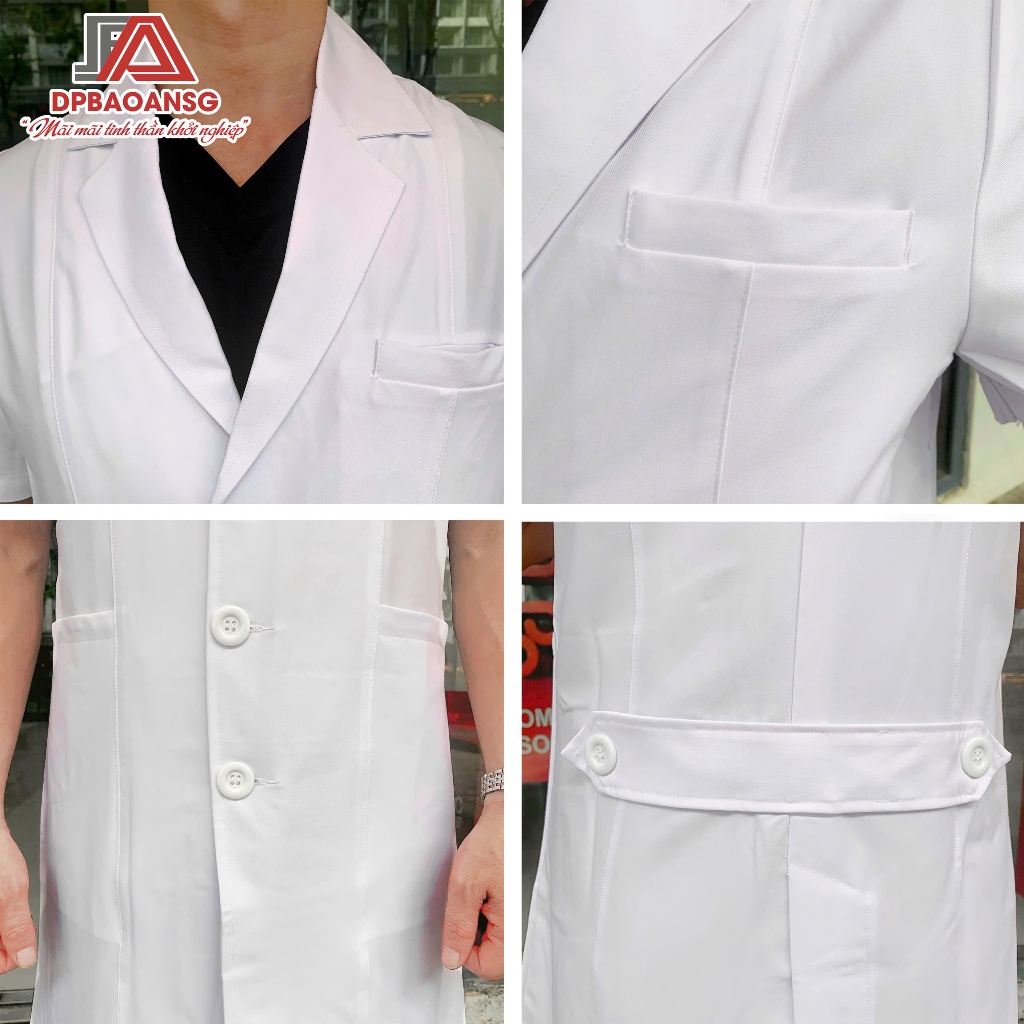Áo Blouse Cổ Vest Tay Ngắn Nam Nữ – Vải Cotton Hàn Thoáng Mát, Form Chuẩn Bộ Y Tế