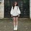 Áo ren xô hoa cổ tàu tay phồng dáng rộng Michu Babydoll
