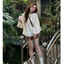 Áo ren xô hoa cổ tàu tay phồng dáng rộng Michu Babydoll