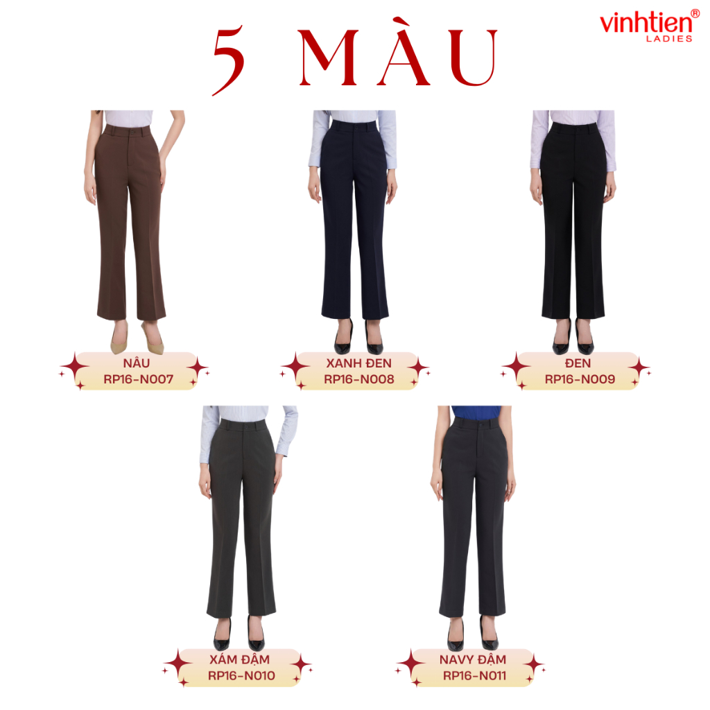 Quần âu nữ ống loe ( bát ) lưng cao Vĩnh Tiến, GTB 589, chất liệu vải mềm mịn thoáng mát đứng form.