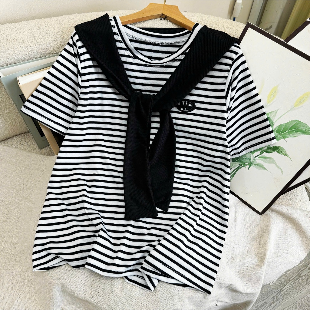 Áo Thun Kiểu Bigsize Nữ Kèm Khăn Phom Rộng Mềm Co Giãn, Che Bụng Đẹp, Mặc Đi Chơi A326