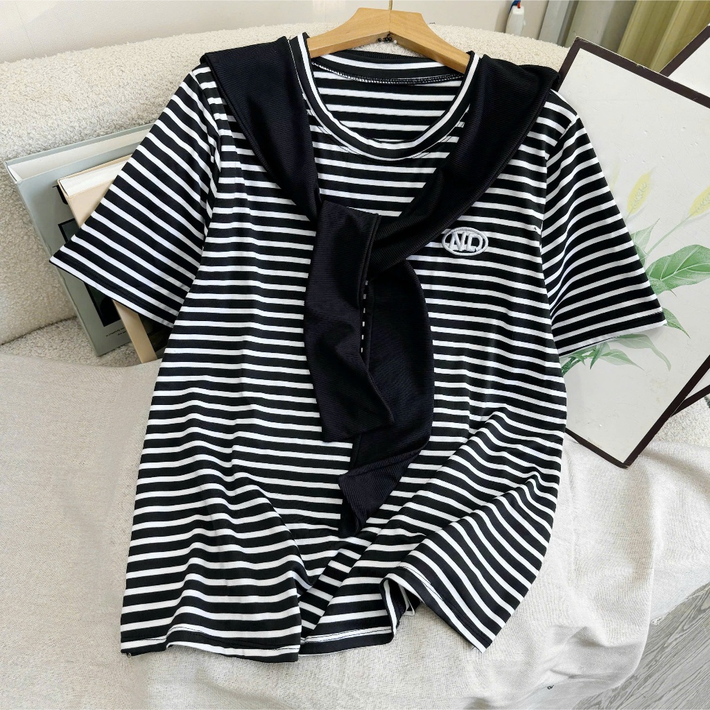 Áo Thun Kiểu Bigsize Nữ Kèm Khăn Phom Rộng Mềm Co Giãn, Che Bụng Đẹp, Mặc Đi Chơi A326