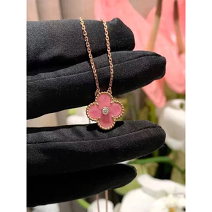 Dây chuyền cỏ 4 lá hồng rose cao cấp – đồng trắng si kim thanh lịch