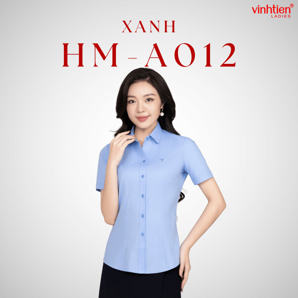 Áo Sơ Mi Nữ Ngắn Tay Vĩnh Tiến Ladies, Chất Liệu Bamboo, Họa Tiết Kẻ Ô In Chìm - GTB 469