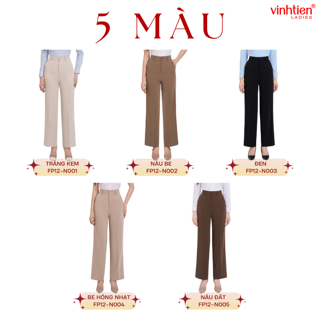 Quần Âu Nữ Dáng Xuông Vừa Vĩnh Tiến , GTB 629, chất liệu vải mềm mịn thoáng mát đứng form.
