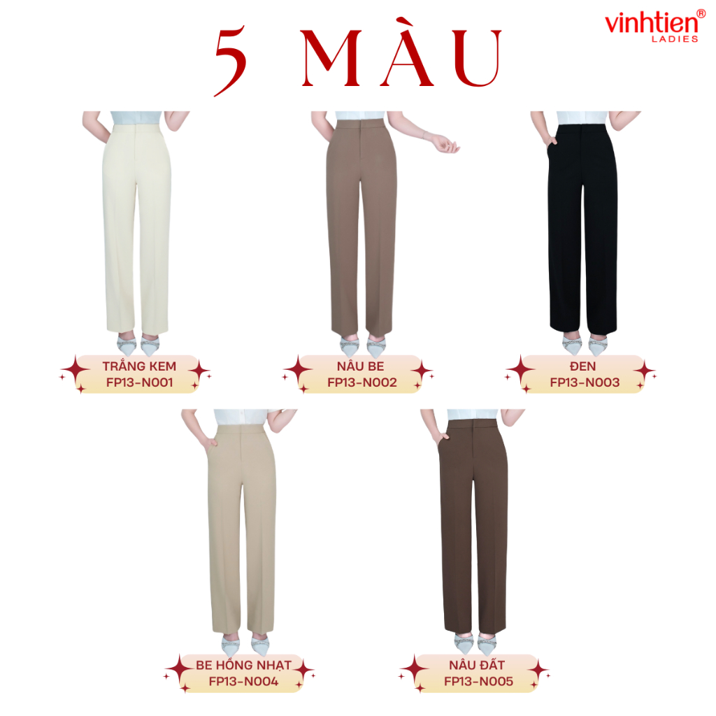 Quần Âu Nữ Ống Suông Rộng Vĩnh Tiến, GTB 709, chất liệu vải mềm mịn thoáng mát đứng form.