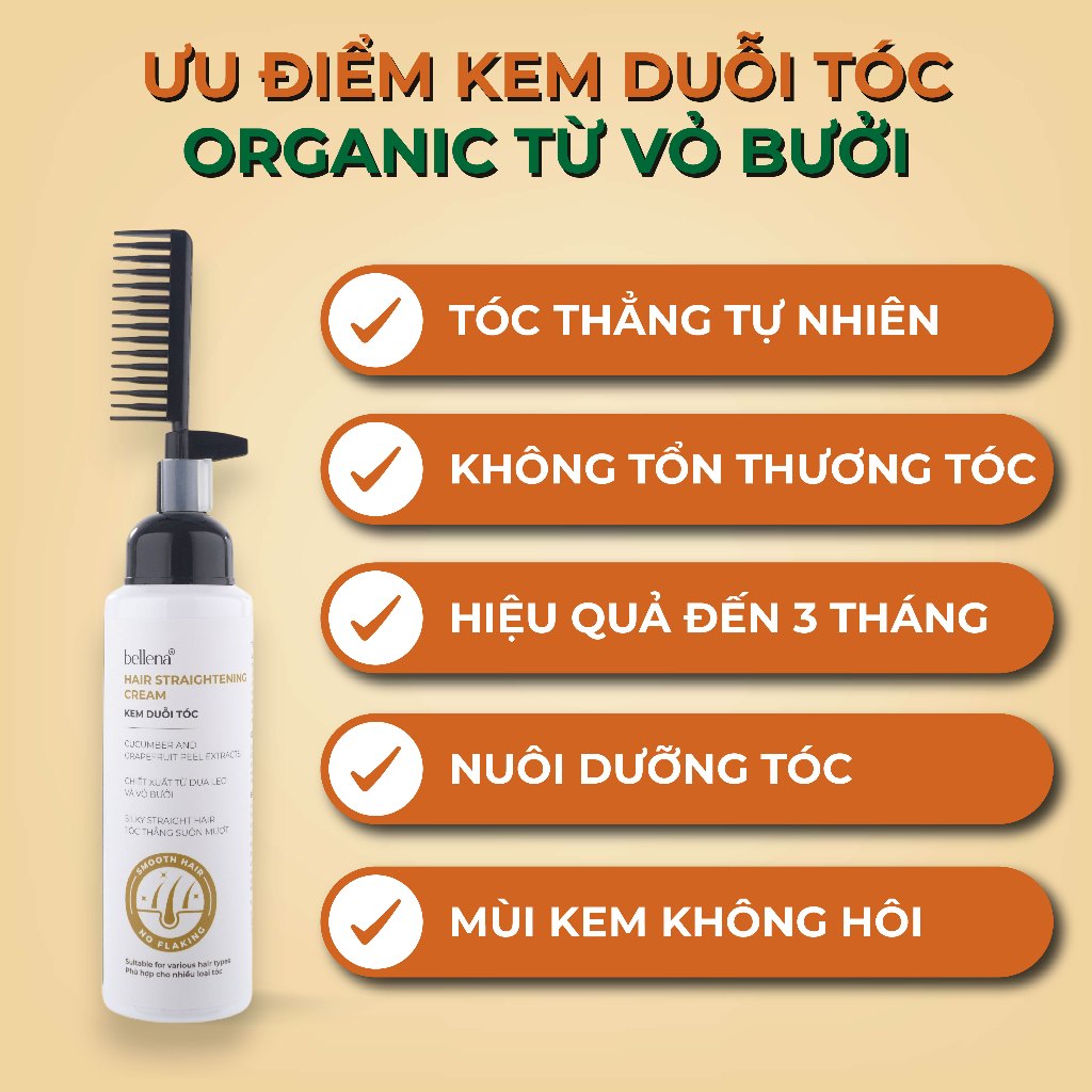 Thuốc duỗi tóc tại nhà kem ép duỗi tóc tại nhà bảo vệ không tổn thương tóc Bellena Hair Straightening Cream 250ml