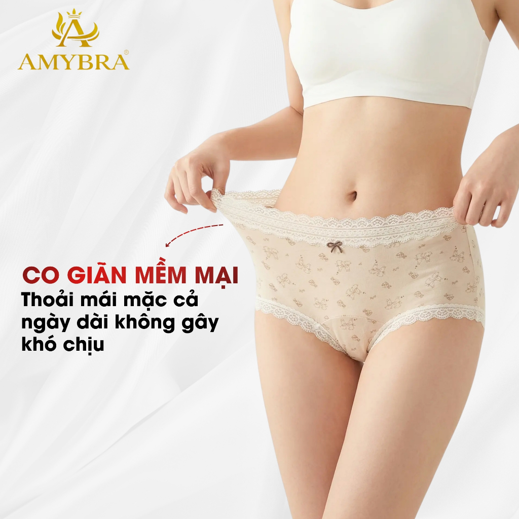 [ BST 2026 ] Quần Lót Nữ AMYBRA Cotton Kháng Khuẩn Dáng Đùi, Quần Boxer Nữ Viền Ren Gợi Cảm L5918