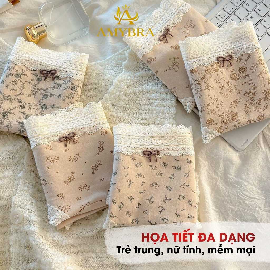 [ BST 2026 ] Quần Lót Nữ AMYBRA Cotton Kháng Khuẩn Dáng Đùi, Quần Boxer Nữ Viền Ren Gợi Cảm L5918