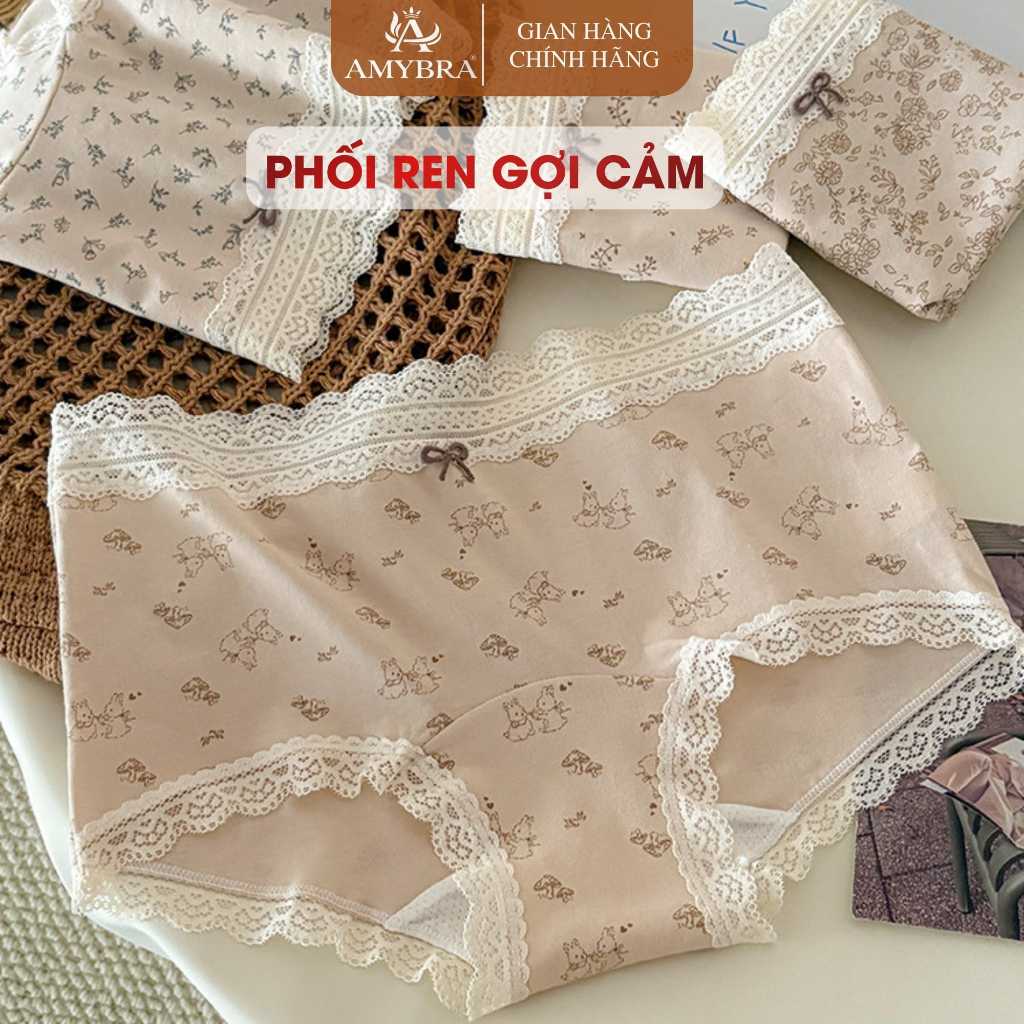 [ BST 2026 ] Quần Lót Nữ AMYBRA Cotton Kháng Khuẩn Dáng Đùi, Quần Boxer Nữ Viền Ren Gợi Cảm L5918
