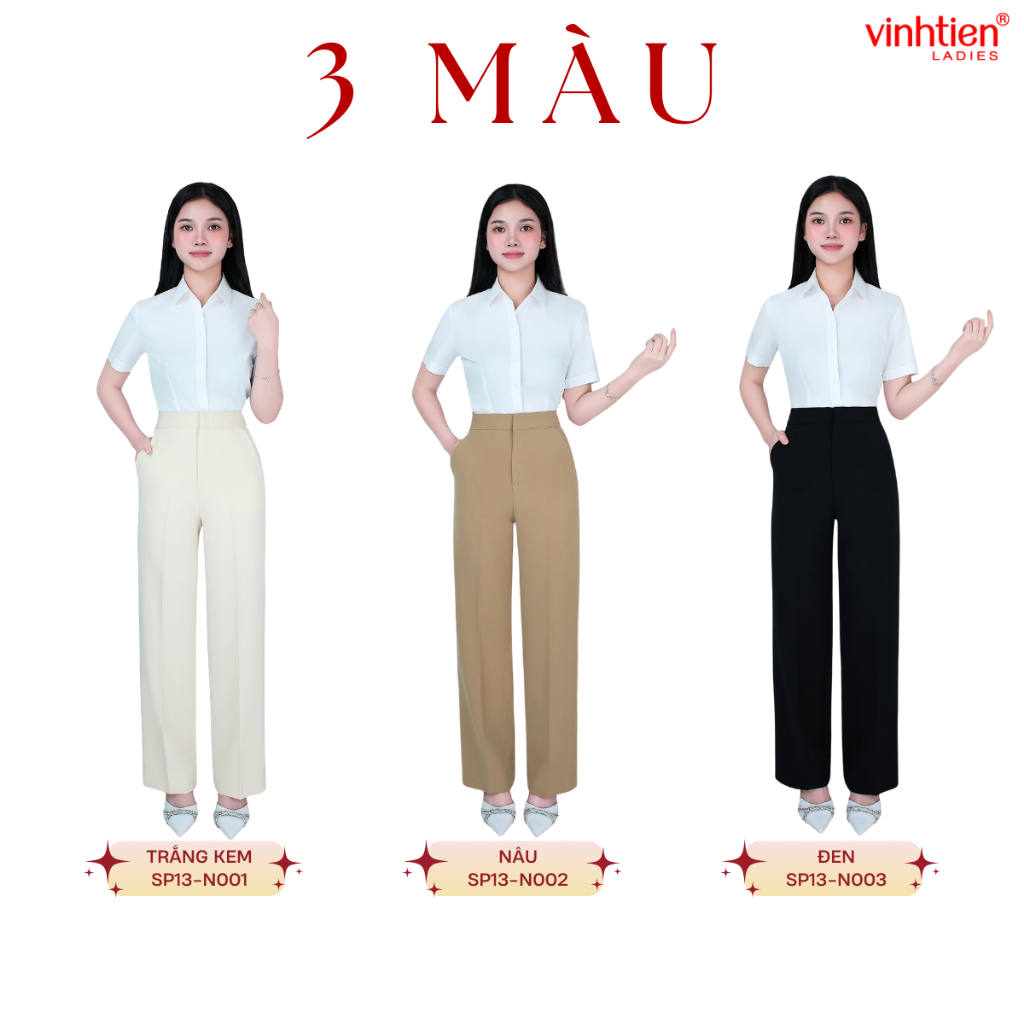 Quần Âu Nữ Ống Suông Rộng Vĩnh Tiến , GTB 765, chất liệu vải mềm mịn thoáng mát đứng form.