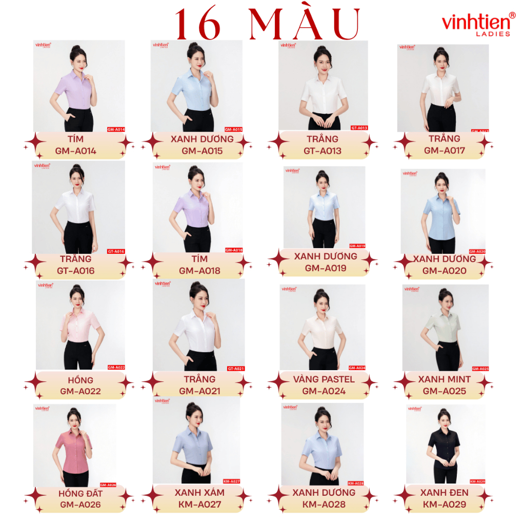 Áo Sơ Mi Nữ Ngắn Tay Vĩnh Tiến Ladies, Chất Liệu Bamboo, Vải Trơn - GTB 469
