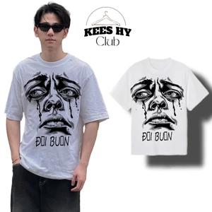 Áo Thun In Chữ Hài Hước Đời Buồn Mặt Người Nam Nữ Form Oversize Thoáng Mát Chất Cotton 2 Chiều Mịn