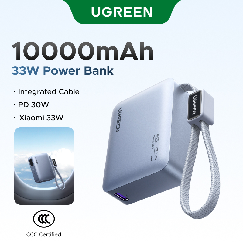 【CCC Ceretified】UGREEN Mini 33W 10000mAh Power Bank Xiaomi 33W PD30W USB-C * 2 + USB-A Đầu ra 3 cổng tích hợp Màn