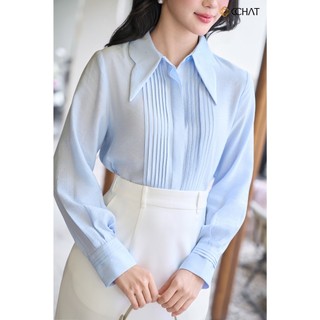 Áo Sơ Mi Nữ 𝐂𝐂𝐇𝐀𝐓 Dáng Suông Ceria Cổ Cách Điệu Chất Liệu Cao Cấp 16FDT9036ST