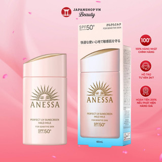 Sữa chống nắng dịu nhẹ an toàn cho da nhạy cảm Anessa SPF 50+ 60ml chính hãng Nhật Bản