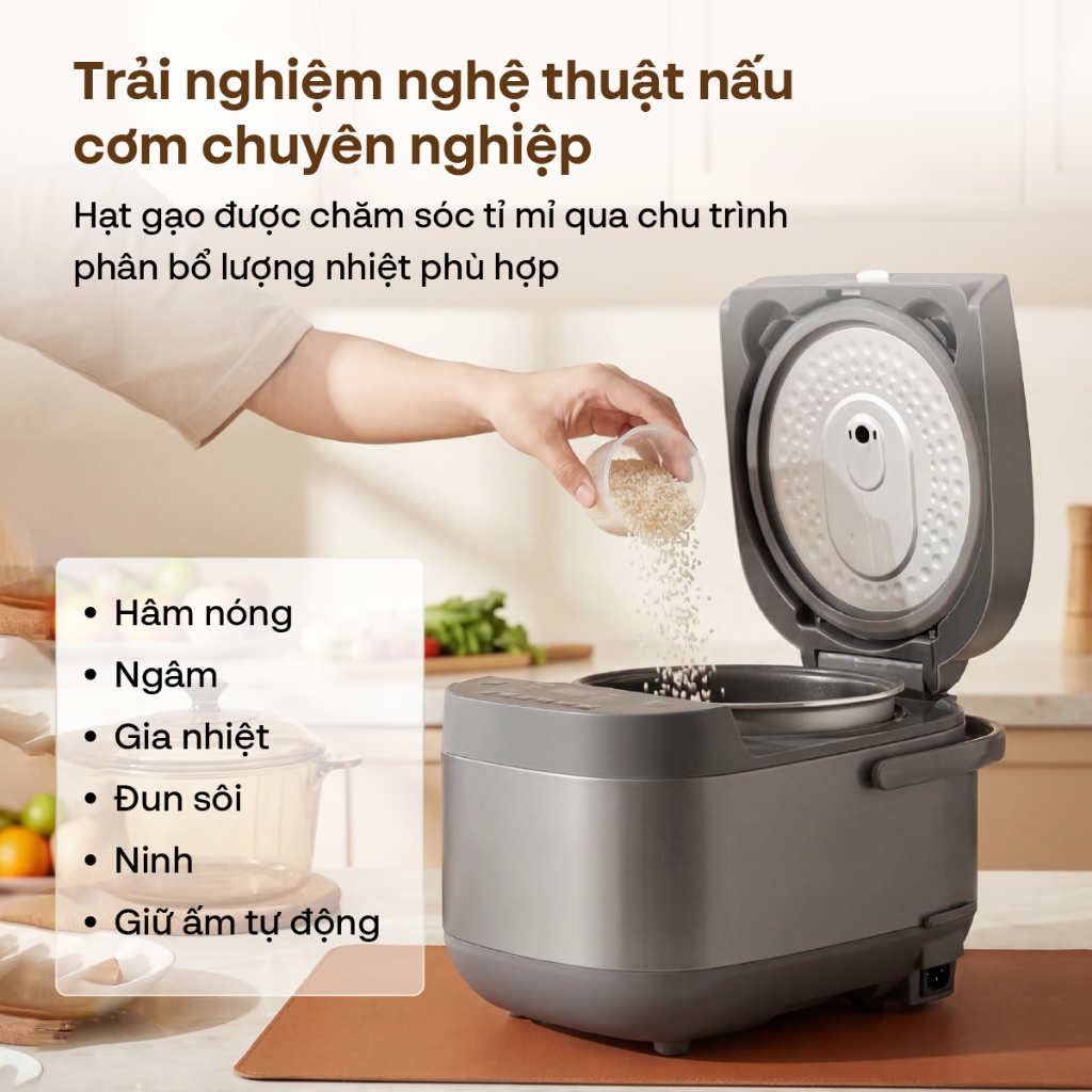 Nồi cơm điện chống dính kháng khuẩn Nhập Khẩu FUJIHOME RC18G, nồi cơm điện 1,8L gia đình