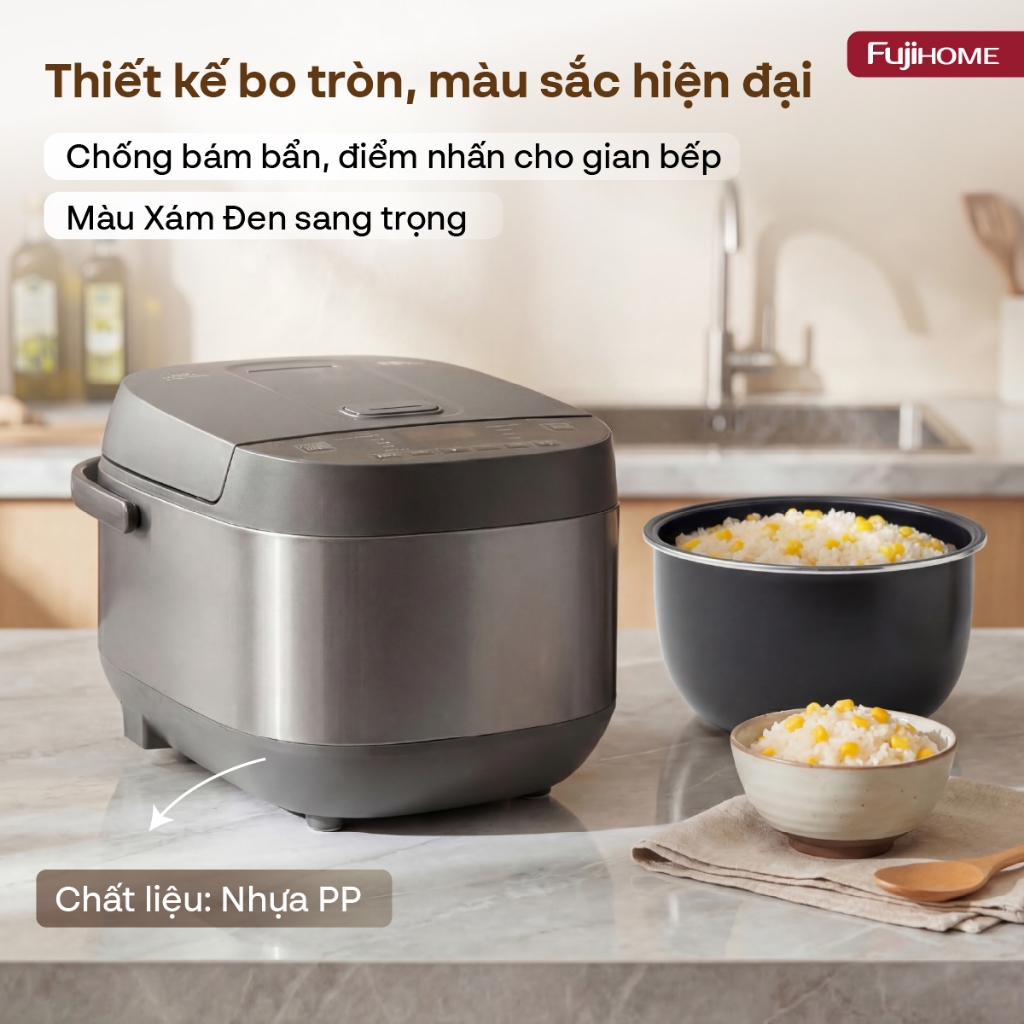 Nồi cơm điện chống dính kháng khuẩn Nhập Khẩu FUJIHOME RC18G, nồi cơm điện 1,8L gia đình