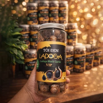 Tỏi Đen LADOGA loại VIP được lên men tự nhiên 90 ngày theo công nghệ nhật bản đóng hộp 500 gam VIP