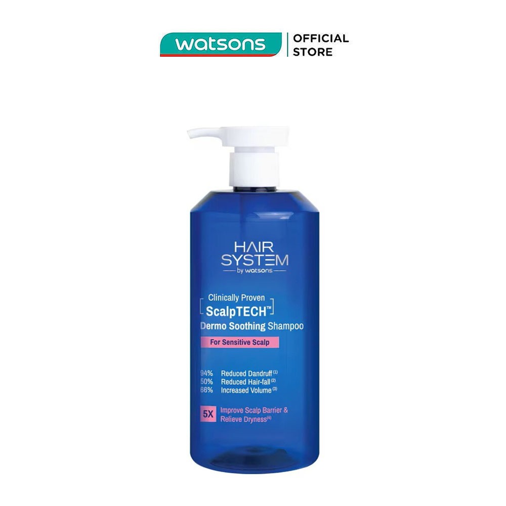 Dầu Gội Cân Bằng Cho Da Đầu Hỗn Hợp Hair System By Watsons Scalptech Dermo Soothing 500ml