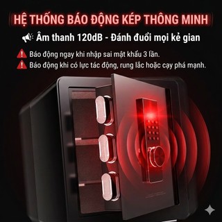Két Sắt Điện Tử Thông Minh,Két Sắt Vân Tay Khóa Số Chống Cháy,Chống Cạy Phá Kèm Báo Động Chống Trộm