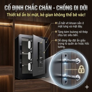 Két Sắt Điện Tử Thông Minh,Két Sắt Vân Tay Khóa Số Chống Cháy,Chống Cạy Phá Kèm Báo Động Chống Trộm